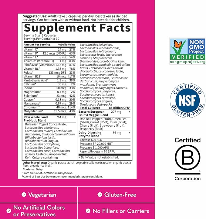 Garden of Life Raw Probiotics Women - 32 Strains - Dietary Supplement for Immune Digestive &amp Vaginal Health Support - Aids Female Health - 90 Vegetarian Capsules