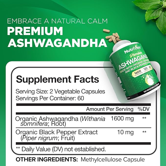 Nutrivein Premium Ashwagandha Capsules &amp Resveratrol Supplement Bundle: High-Absorption Resveratrol Capsules and Ashwagandha Supplements for Balance Vitality &amp Repair
