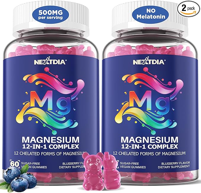 Magnesium 12 in 1 Complex Magnesium Complex Gummies 500mg Supplement for Women Men Chelated Calm Sleep Magnesium Glycinate Citrate Malate w/L-Theanine Ashwagandha Pre &amp Pro for Muscle &amp Gut