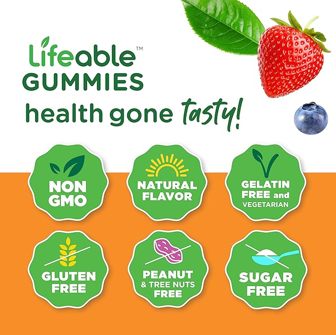 Lifeable Sugar Free Vitamin D 5000 IU + Biotin Gummies Bundle - Great Tasting Vitamin Supplement Gluten Free GMO Free Chewable Gummy