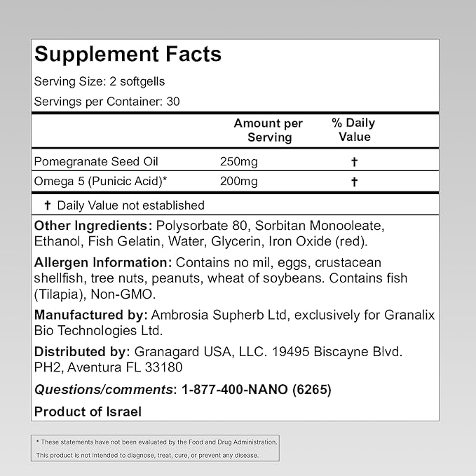 CLINICALLY PROVEN (2-Month Supply) BRAIN SUPPLEMENTS WITH ANTI AGING Memory Pills Omega 5 Pomegranate Supplement 1 bottles 120ct
