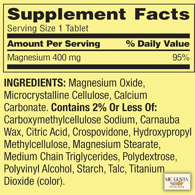 Spring Valley Essential Mineral Extra Strength Magnesium Tablets 400 mg 250 Count + me gustas Sticker