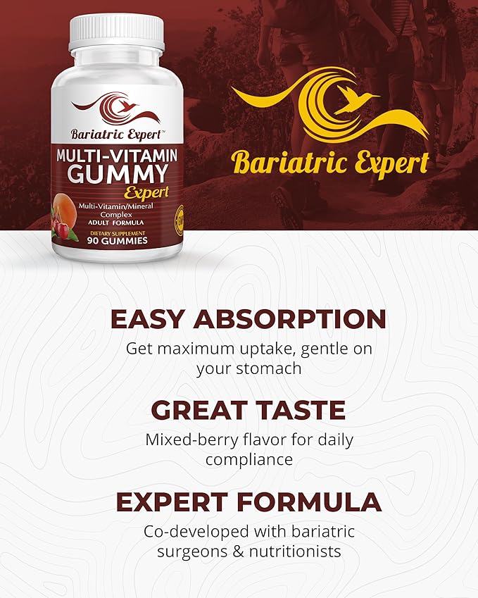 Bariatric Expert Multivitamin Gummies – Fast-Melting Dietary Supplement for Adults Post-Gastric Sleeve and Bypass Nutritionist Recommended 90 Count