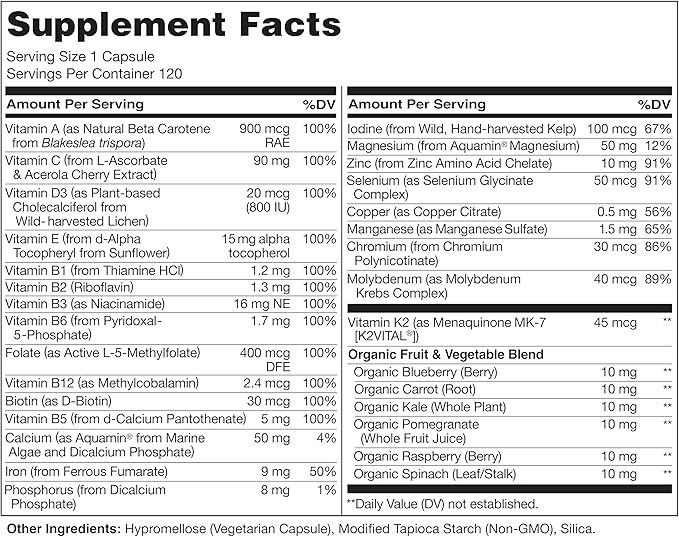 NATURELO Calcium Supplement for Bone Strength with Calcium 600mg - 240 Capsules and One Daily Multivitamin for Women - 120 Capsules - 4 Month Supply Bundle