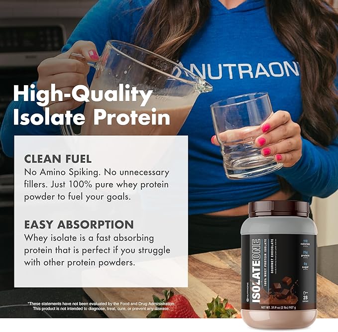 NutraOne IsolateOne Whey Isolate Protein Powder 100% Pure Whey Isolate Powder (Cookies &amp Cream - 28 Servings)