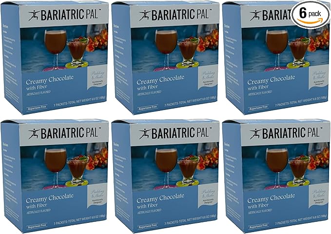 BariatricPal 15g Protein Aspartame-Free Pudding &amp Shake - Creamy Chocolate with Fiber (6-Pack)