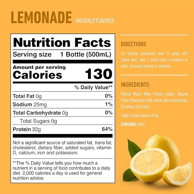 Isopure Zero Carb 32g Clear Protein Ready-to-Drink Whey Protein Isolate Lemonade 12 Pack (Packaging May Vary)