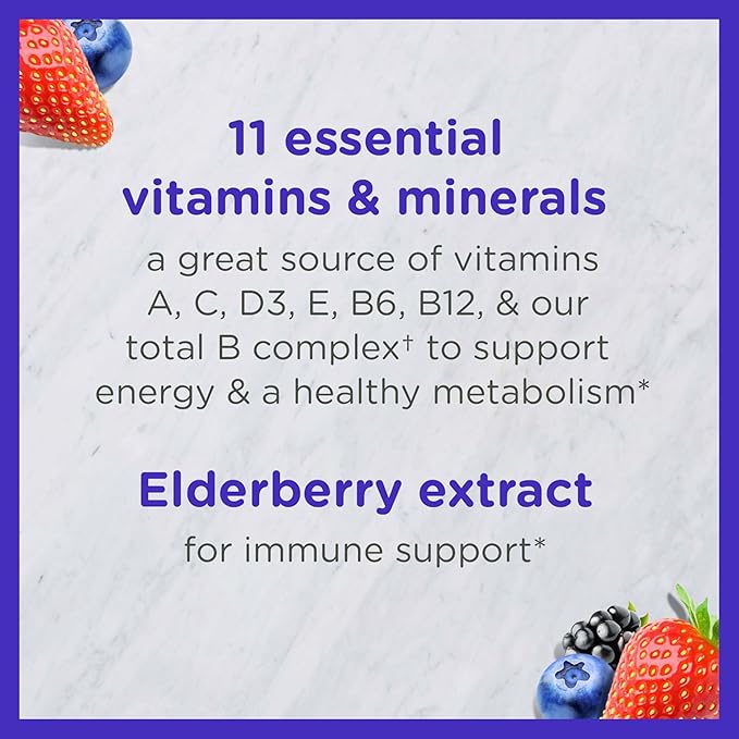Zarbee's Complete Kids Multivitamin Gummies + Immune Support Berry Flavor Honey-Sweetened Gluten-Free &amp Gelatin-Free Vitamins A C D3 E B6 B12 Folic Acid &amp B-Complex 70 Count (Pack o