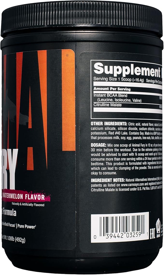 Animal Whey Isolate Whey Protein Powder – Isolate Loaded for Post Workout and Recovery &amp Fury Pre Workout Powder Supplement for Energy and Focus 5g BCAA 350mg Caffeine Nitric Oxide