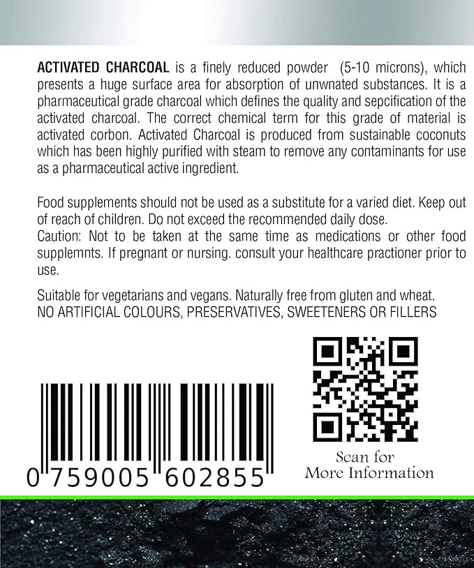 NutreeVit 100% Organic Highly Absorbent - Activated Charcoal (320 Count)