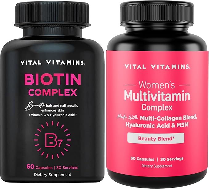 Vital Vitamins Biotin Complex Capsules + Women's Multivitamin Complex