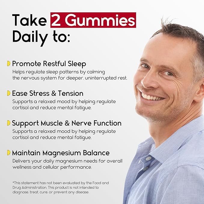 Magnesium Glycinate Gummies 400mg - Sleep Gummies for Kids &amp Adults - Magnesium Glycinate Chewable High Absorption for Muscle Recovery Better Sleep &amp Relaxation (Gojiberry)