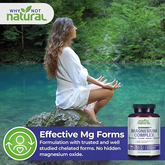 4-in-1 Magnesium Complex Supplement - Glycinate Taurate Malate Orotate Blend - 300 mg per Serving 120 Capsules