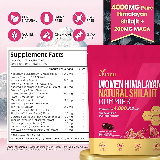 VivoNu Women's ProbioticPrebiotics &amp Lactobacillus Shilajit for Women