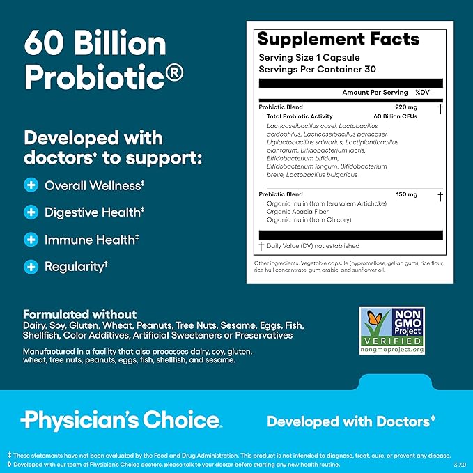Physician's CHOICE Gut Guardian Bundle: Advanced Bloating &amp Digestion Support with 60 Billion Probiotic Digestive Enzymes &amp Bloat + Gas Probiotic - Daily Gut Health Support for Women and Men