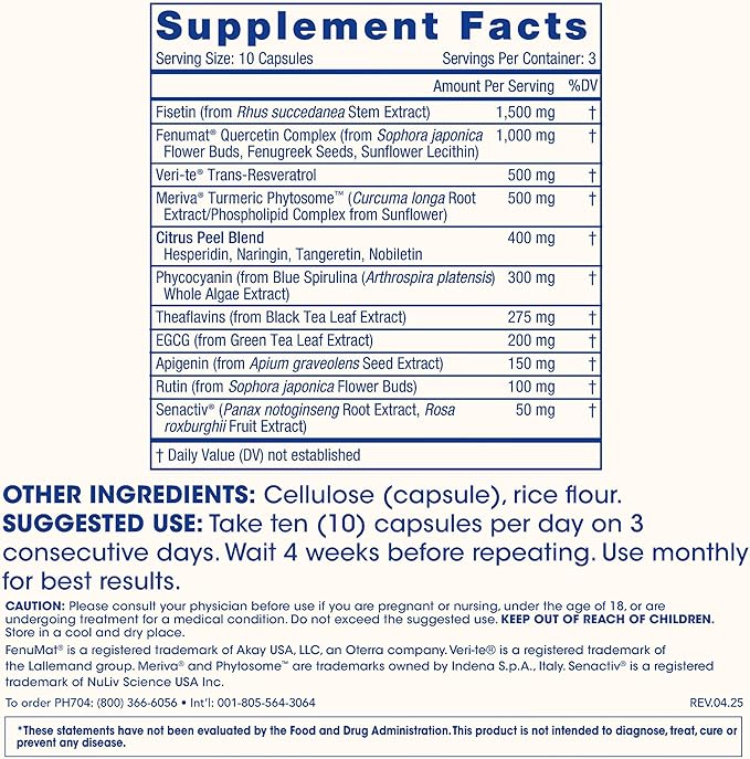 ProHealth Rapid Reset Multi-Senolytic Doctor Formulated Triple Lab Tested and GMP Manufactured 30 Capsules 3 Servings