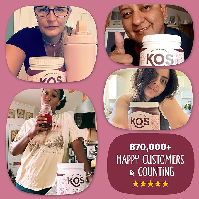 KOS Organic Beet Root Powder USDA Organic - Natural Nitric Oxide Booster Superfood Plant Based Beetroot Antioxidant Supports Active Lifestyle &amp Healthy Circulation Soy &amp Gluten-Free - 90 S