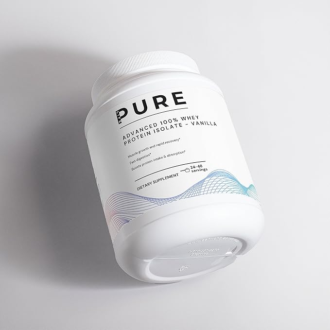 PURE LIFE Advanced Whey Protein Isolate Vanilla – 100% Pure &amp Natural Whey Protein Vanilla Powder – Low Carb – 48 Servings – High Protein Powder for Muscle Recovery and Fast Digestion