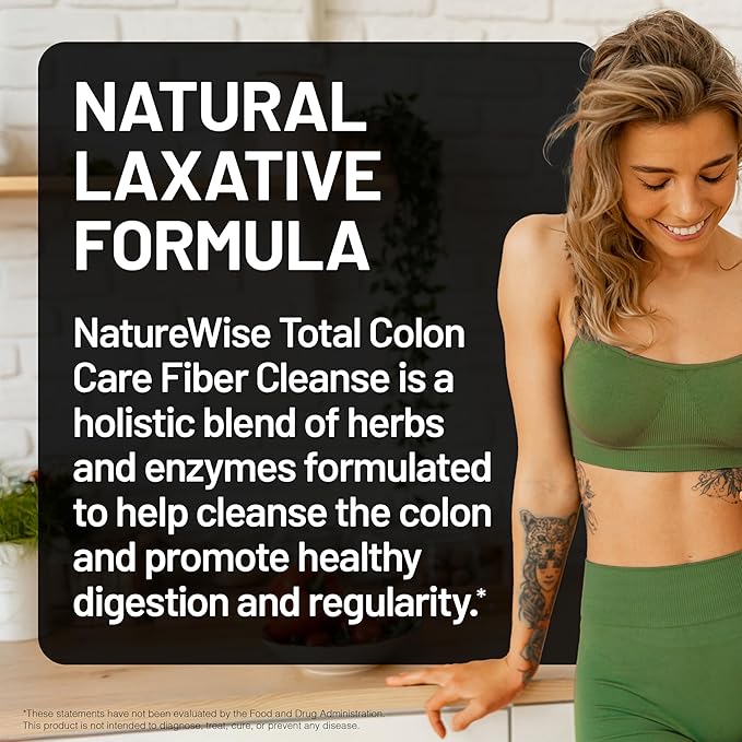 NatureWise [1] Total Colon Care Fiber Cleanse - Natural Laxative - 60 Capsules[30-Day Supply] + [1] Liver Balance - Milk Thistle Dandelion Turmeric - 60 Capsules[30-Day Supply]