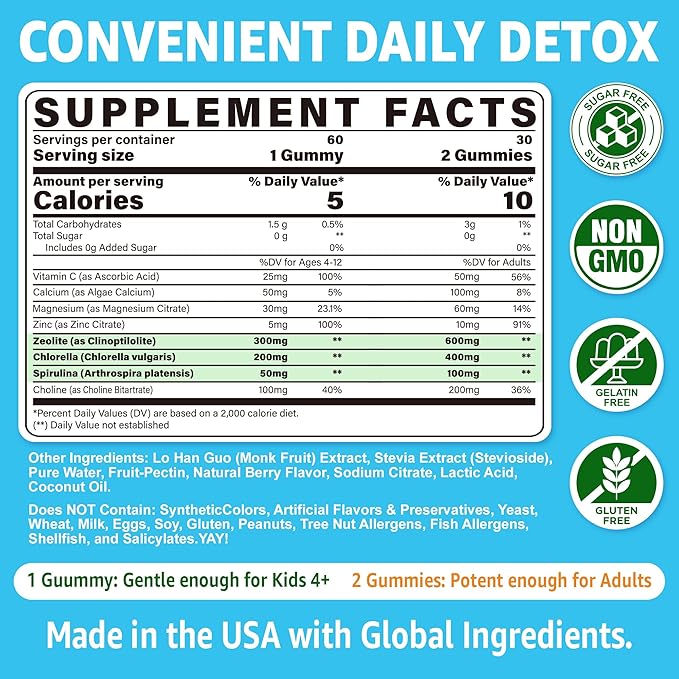 Zeolit Detox Gummies for Kids &amp Adults + Mens Multivitamins Gummies for Energy Immunity