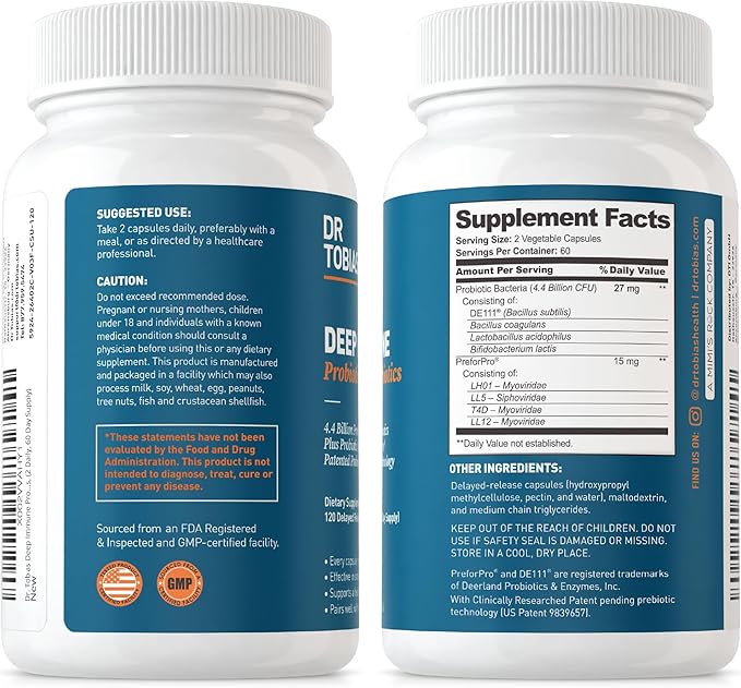 Dr. Tobias Deep Immune Probiotics &amp Prebiotics and Colostrum Powder - Supports Digestive Health Gut Health and Immune Function