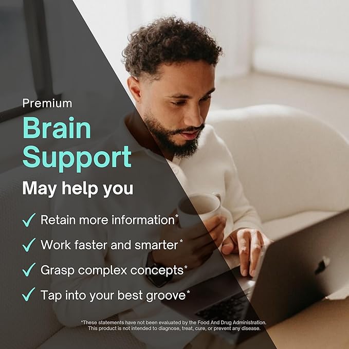 Nootropic Supplement - Focus Memory Booster Productivity &amp Energy Vitamins for Women &amp Men - Nootropics Brain Support Supplement with Vitamin B12 &amp L Tyrosine 60 Capsules