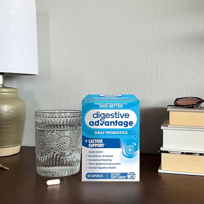 Digestive Advantage Lactose Defense Capsules (96 Count In A Box) Helps Breaks Down Lactose and Defend Against Digestive Upset Supports Digestive and Immune Health CFUs