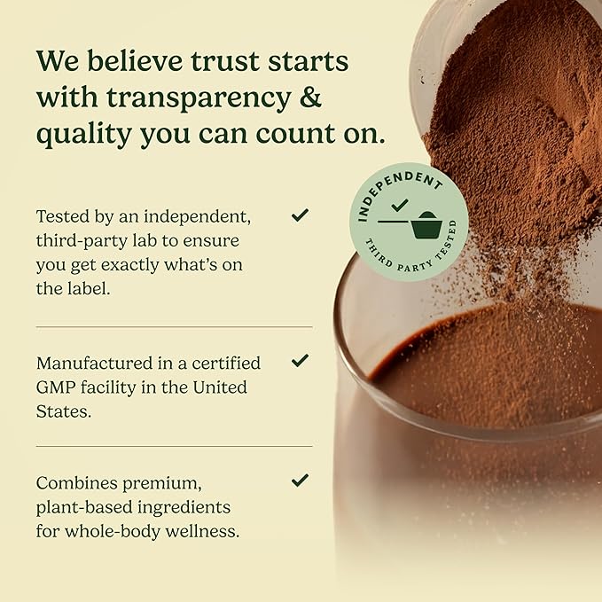 Field's Great All-in-One Plant-Based Chocolate Protein Shake Powder – Healthy Aging 30g Protein 5g Fiber + Probiotics Gut-Friendly Blood Sugar &amp Muscle Support Vegan Meal Replacement GLP1 2