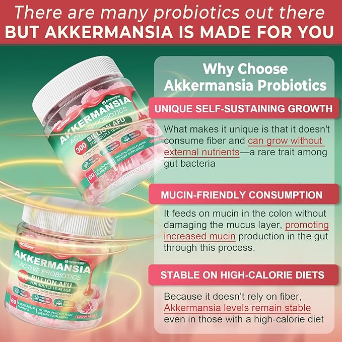 Bundle: Akkermansia Probiotics Gummies with Prebiotics Fiber &amp Calcium + D3 &amp Magnesium Filled Gummies for Kids 4+