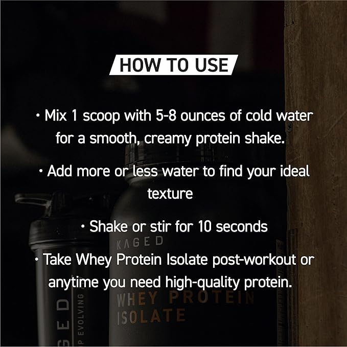 Kaged Whey Protein Isolate Powder | Vanilla | 100% Pure Low Lactose Whey | Post Workout Recovery Drink | Supports Muscle-Building | 25g per Serving | 41 Servings