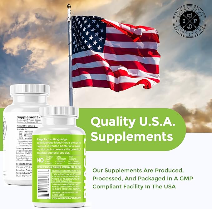 Intestinal Fortitude Phage 1 - Ultimate Gut Health Supplement Total Restore Intestinal Defense Patented Bacteriophage Blend for Gut Support Digestive &amp Immune System Health Destroy Bad Bacteri