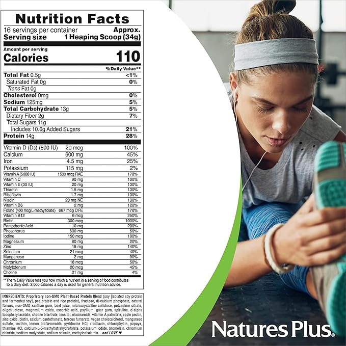 NaturesPlus SPIRU-TEIN Strawberry - 1.2 lbs Pack of 2 - Plant-Based Protein Shake - Non-GMO Vegetarian Gluten Free - 32 Total Servings