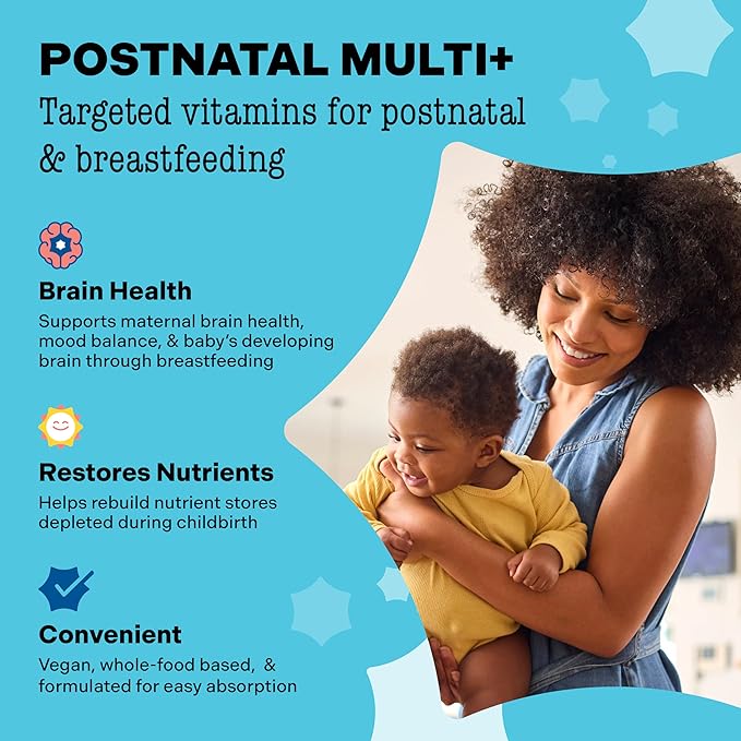 Best Nest Wellness Mama Bird - Postnatal Multi+ (30 Servings) Postnatal Vitamins for Women - Breastfeeding &amp Postpartum Essentials - Brain Health for Mom &amp Baby - Methylfolate - Vegan &amp Gl