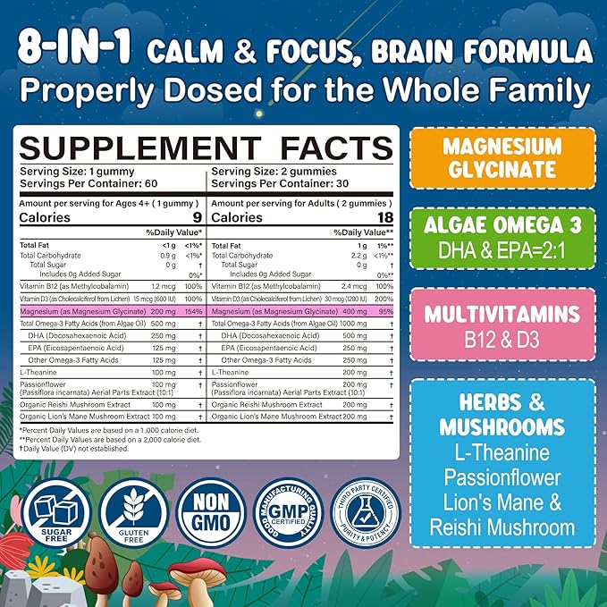 Kids Calcium Gummies + D3 &amp Magnesium + Omega 3 for 4+