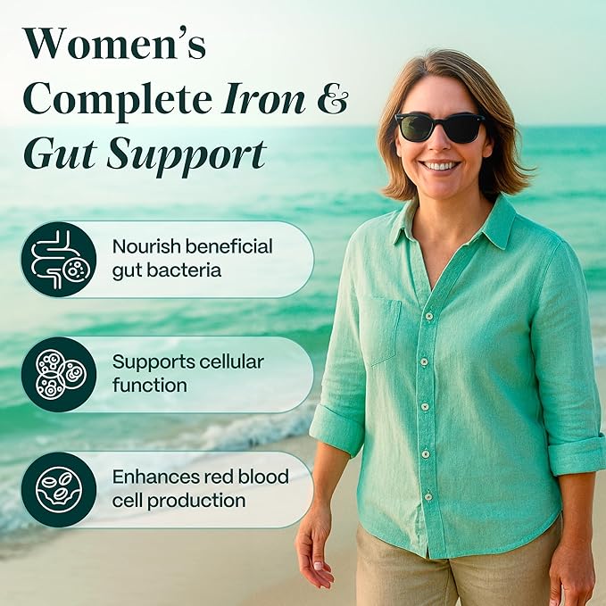 Previtalean | Prebiotic Fiber Supplement for Women | Supports Gut Health &amp Red Blood Cell Production | Contains Highly Bioavailable Iron Folate &amp Vitamin B12 | 90 Ct 30 Servings