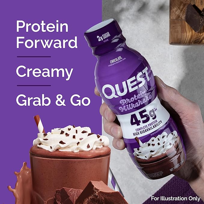Quest Nutrition Chocolate Protein Shake 45g Protein 2g Sugar 4g Net Carbs Ready to Drink Gluten Free 12 Count
