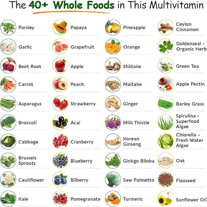 Wholesome Wellness Whole Food Multivitamin for Men - Natural Multi Vitamins Minerals Organic Extracts Digestive Enzymes 1000MG Plus Prebiotics &amp Probiotics Bundle