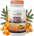 MoxyVites Vitamin D3 K2 5000 IU – High Absorption D3 + K2 MK-7 with Sea Buckthorn Oil &amp Omega-7 – Bone Heart &amp Immune Support for Women &amp Men – 60 Vegan Capsules