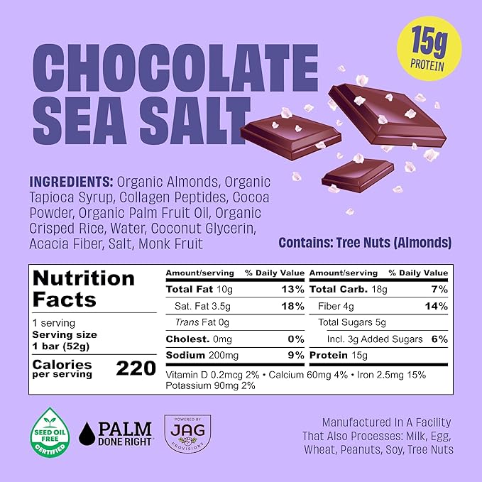 JUSTNOSH Chocolate Lover's Variety Pack Collagen Protein Bars – 15g Protein 10g Collagen | Gluten &amp Dairy Free Low FODMAP Seed Oil Free (12 Pack)