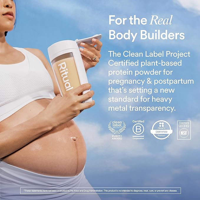 Ritual Prenatal Vegan Plant Based Protein Powder: Choline to Support Pregnancy Postpartum &amp Lactation 20g Organic Pea Protein from Regenerative Farms in USA Sugar Free** Vanilla 1 Lb