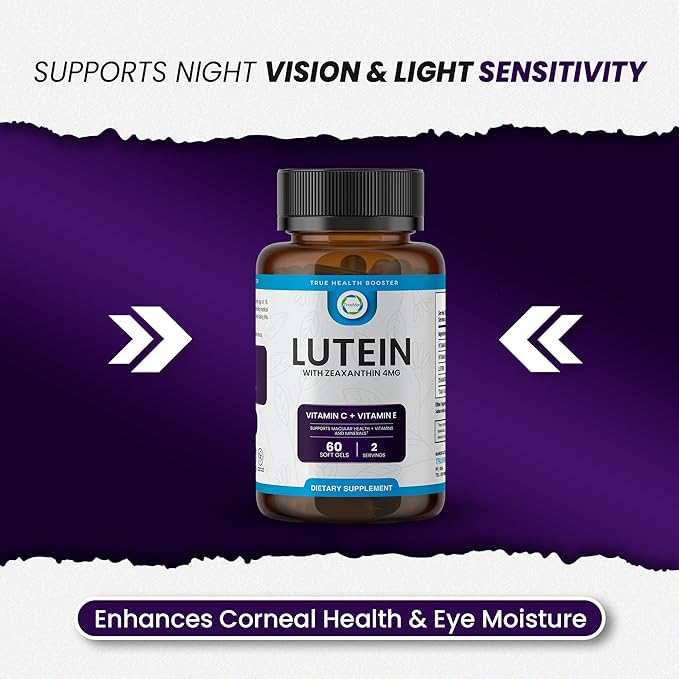Lutein Vitamin C + Vitamin E – 20mg Lutein with 4mg Zeaxanthin – Eye Health Support – Blue Light &amp UV Protection – Supports Macular &amp Retinal Function – 60 Softgels – USA Made – GMP Certified