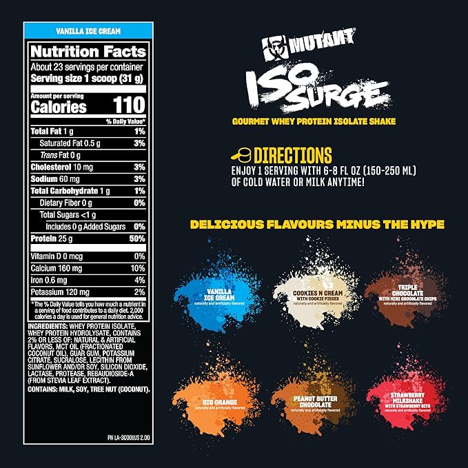 Mutant ISO Surge Whey Protein Isolate Powder Acts Fast to Help Recover Build Muscle Bulk and Strength 1.6 lb - Big Orange Dreamsicle