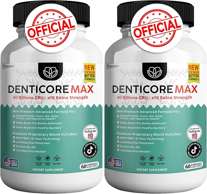 Max for Gums and Teeth Health - 40 Billion CFU Advanced Oral Probiotics Fresh Breath Support - 60 Capsules (2 Pack)
