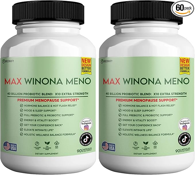 Winona Max Premium Menopause Support 40 Billion CFU Probiotic 90 Capsules Hormone Balance and Hot Flash Relief (2)