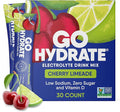 GoHydrate Low Sodium Electrolytes Powder Packets Sugar Free - Instant Hydration Daily Drink Mix - Zero Sugar Water Flavor Packet Singles with Vitamin D - (Cherry Limeade 30 Packs)