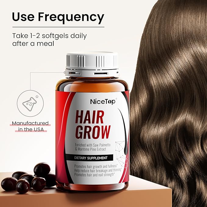 Hair Growth Supplement Hair Care Support for Strength Thickness Growth with Biotin Vitamin A C E Zinc 60 Capsules