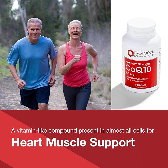 PROTOCOL FOR LIFE BALANCE CoQ10 600mg - with Vitamin E &amp Soy Lecithin - CoQ10 Supplement - Halal &amp Egg Free - 60 Softgels