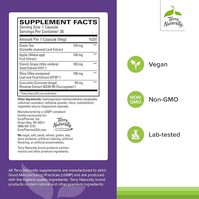 Terry Naturally Optimal Wellness - Immune Respiratory &amp Brain Health Support - Supports Liver Health with Curcumin - Provides Powerful Antioxidant Support - 30 Capsules (30 Servings)