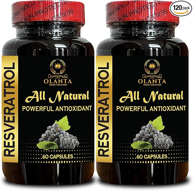 Trans-Resveratrol Supplement | Plant Polyphenols | Vitality &amp Energy Support | Antioxidant Wellness &amp Longevity Formula | 2 Bottles 120 Capsules