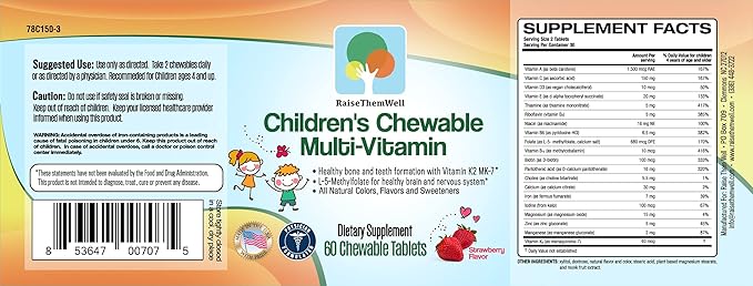 Raise Them Well Children's Immunity Chewable and Children's Multivitamin Chewable